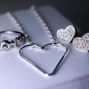 Park Lane JULIET Necklace Silver Open Heart side ways or upright open heart NWT